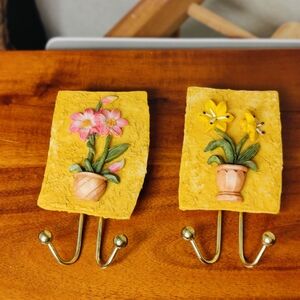 Charming Floral Wall Hooks - Yellow and Pink